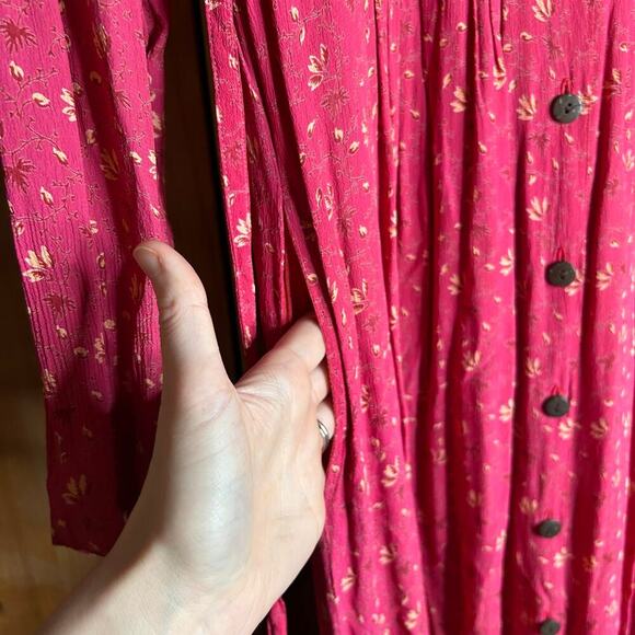 April Cornell Pintuck‎ Button Front Midi Dress Women’s Medium Pink Pintuck - Picture 8 of 11